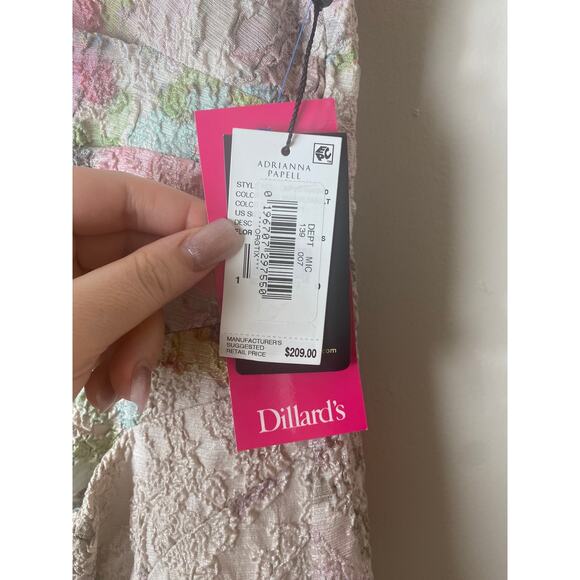 NWT ADRIANNA PAPELL DRESS 18W MATELASSE FLORAL SHORT COCKTAIL METALLIC TEXTURE - Picture 4 of 12